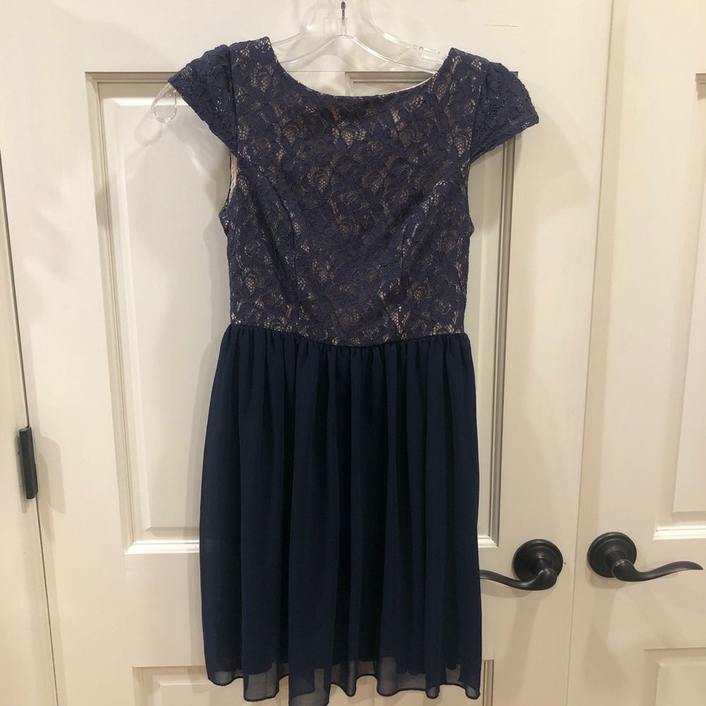 Emerald Sundae blue lace and chiffon skirt dress.